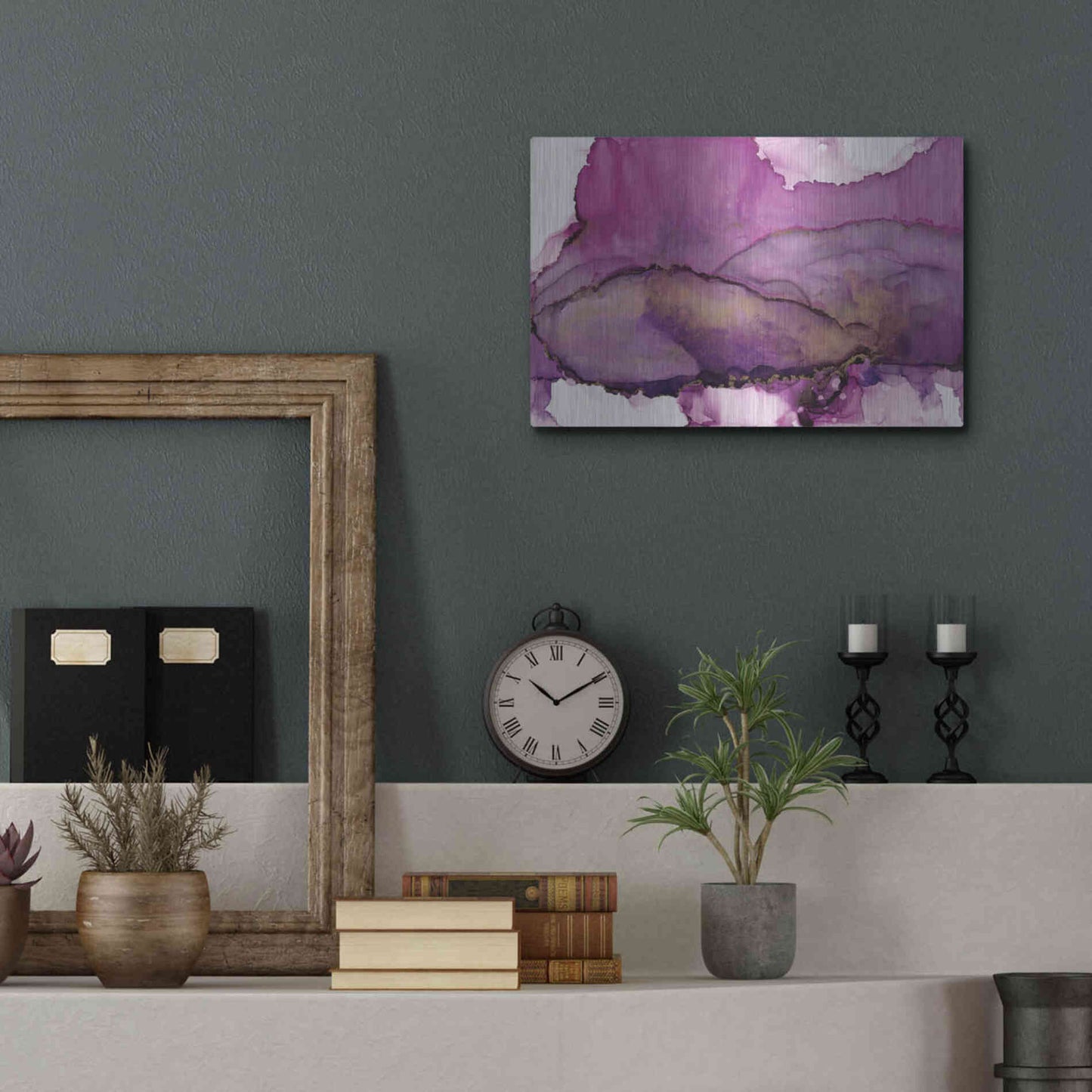 Luxe Metal Art 'Violet' by Chris Paschke, Metal Wall Art,16x12