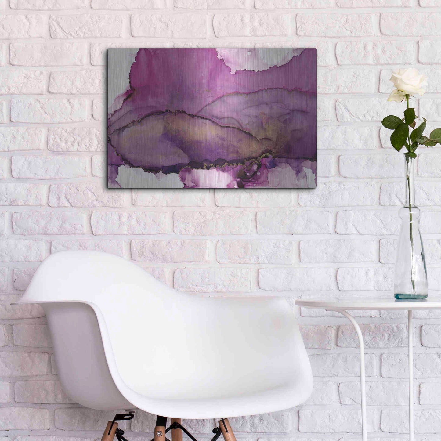 Luxe Metal Art 'Violet' by Chris Paschke, Metal Wall Art,24x16