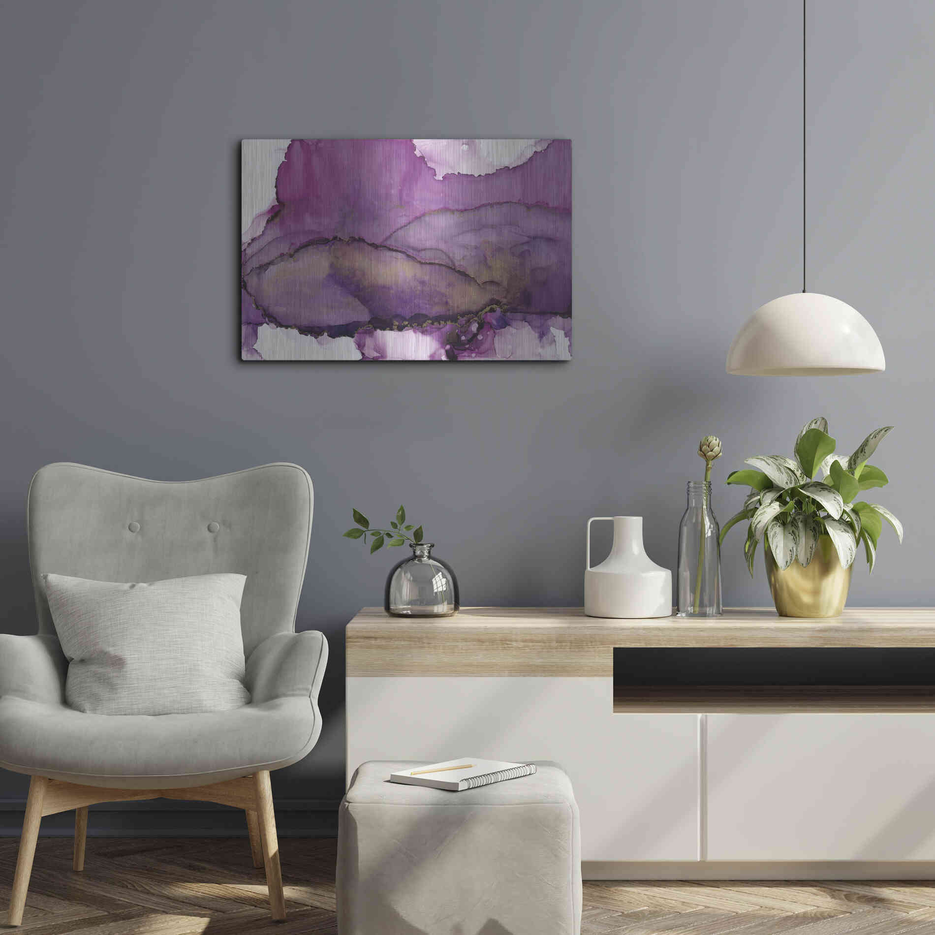 Luxe Metal Art 'Violet' by Chris Paschke, Metal Wall Art,24x16