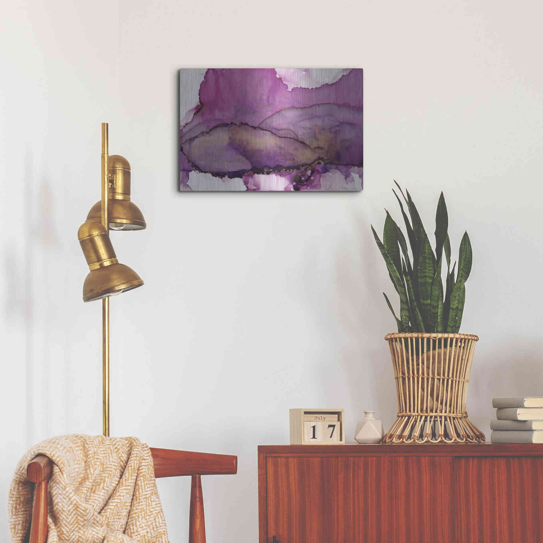 Luxe Metal Art 'Violet' by Chris Paschke, Metal Wall Art,24x16