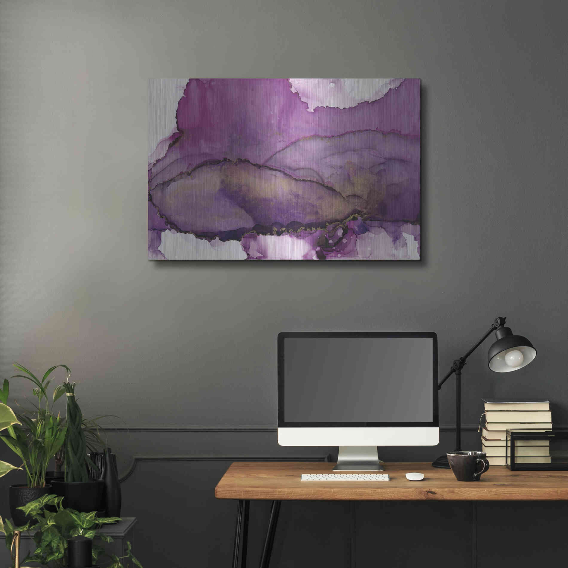 Luxe Metal Art 'Violet' by Chris Paschke, Metal Wall Art,36x24