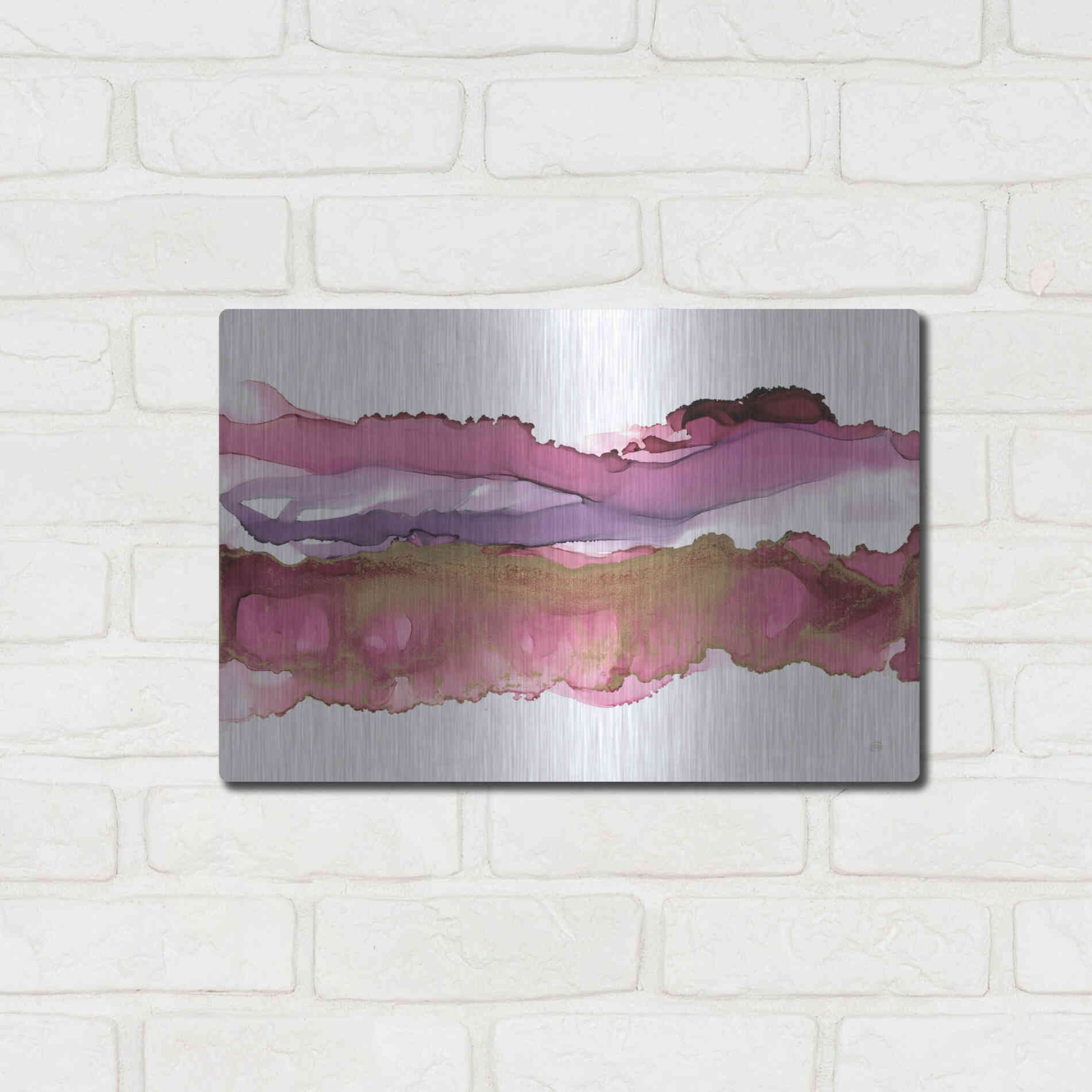 Luxe Metal Art 'Coastal Ink V' by Chris Paschke, Metal Wall Art,16x12