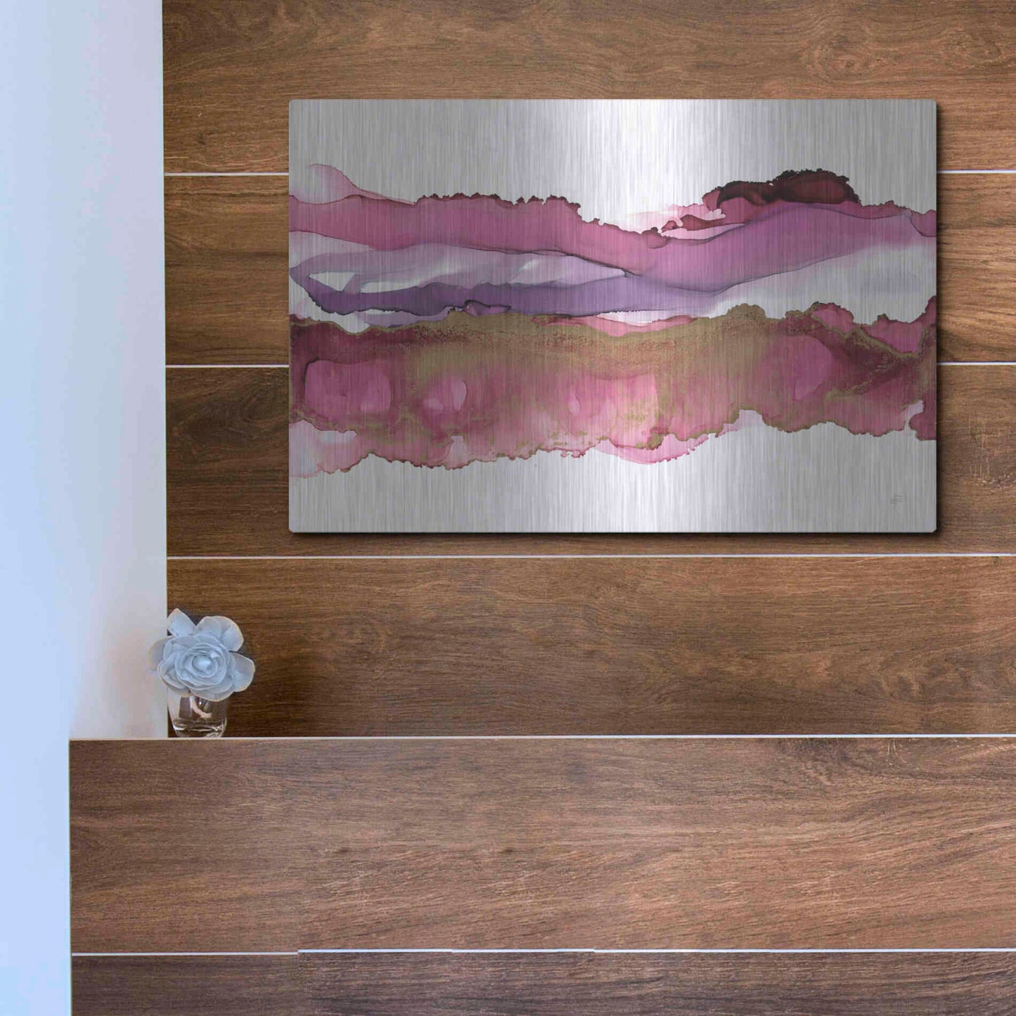 Luxe Metal Art 'Coastal Ink V' by Chris Paschke, Metal Wall Art,16x12