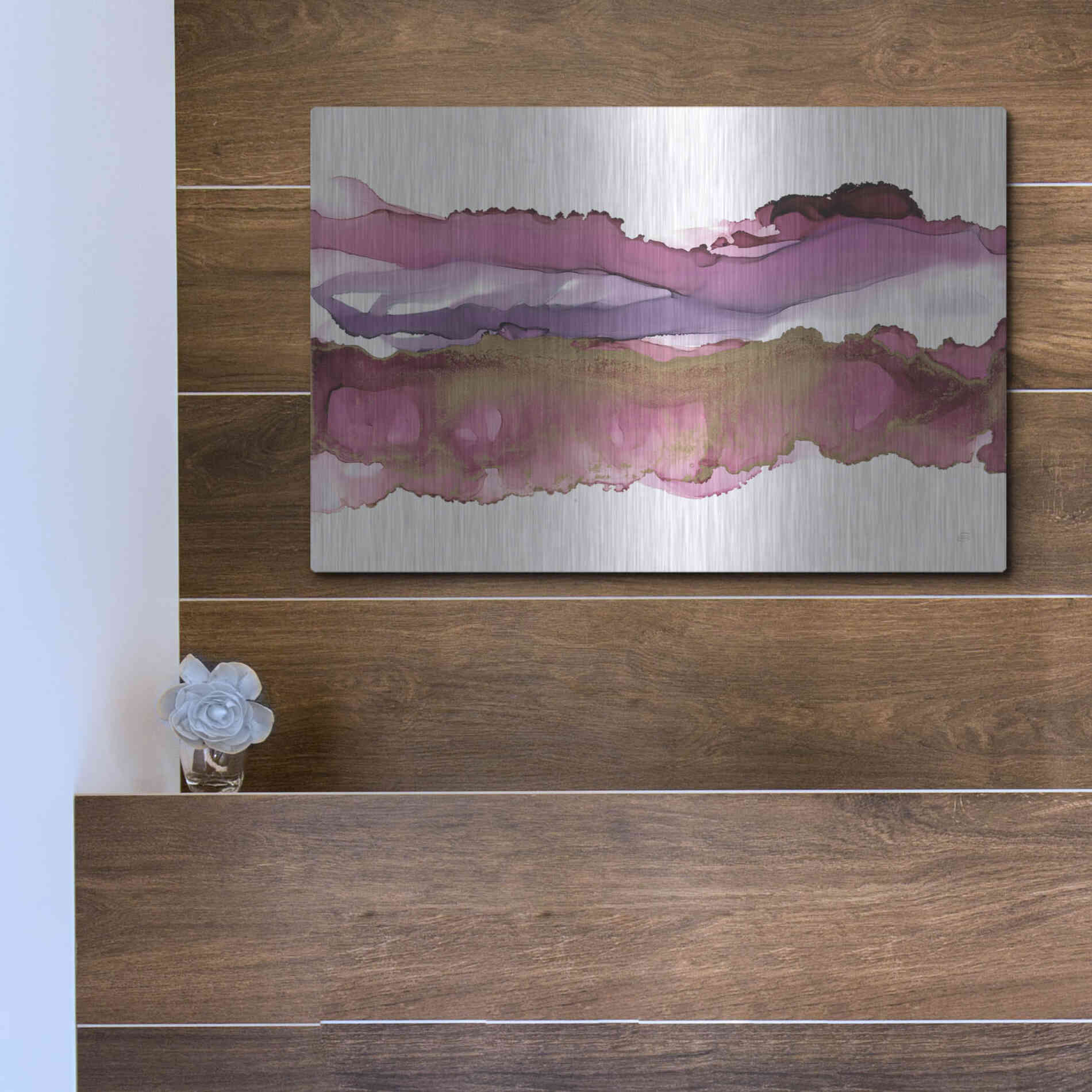 Luxe Metal Art 'Coastal Ink V' by Chris Paschke, Metal Wall Art,16x12