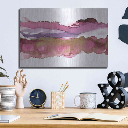 Luxe Metal Art 'Coastal Ink V' by Chris Paschke, Metal Wall Art,16x12