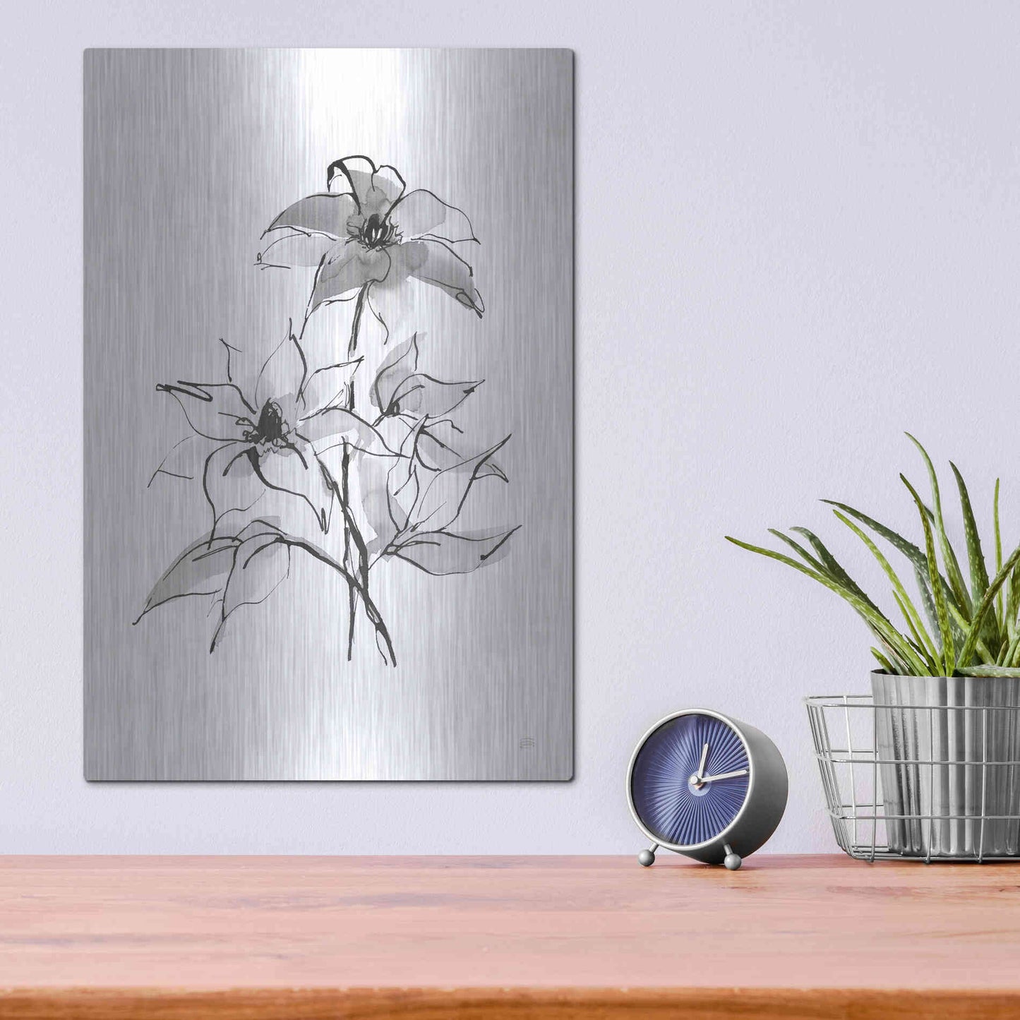 Luxe Metal Art 'Wash Clematis' by Chris Paschke, Metal Wall Art,12x16
