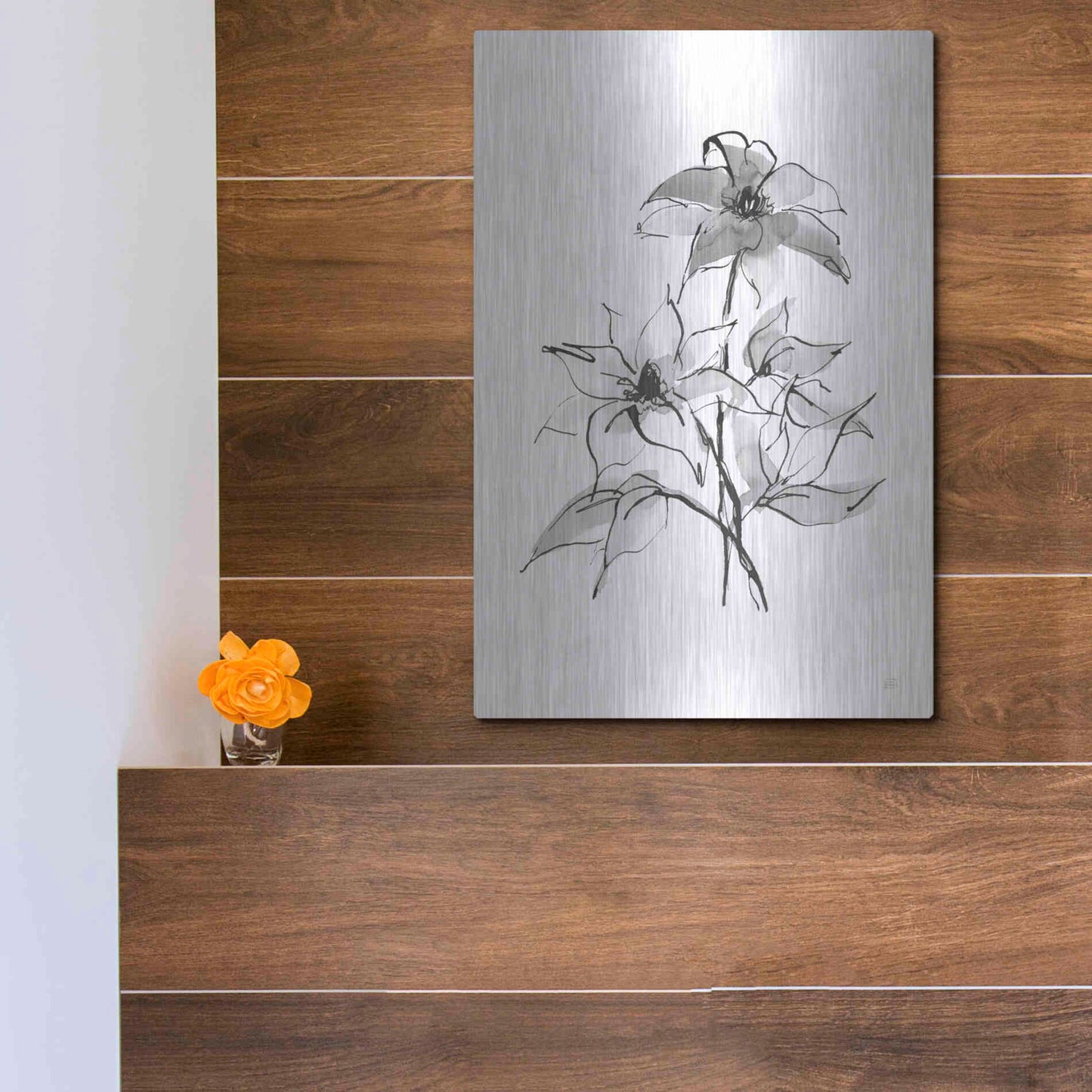 Luxe Metal Art 'Wash Clematis' by Chris Paschke, Metal Wall Art,12x16
