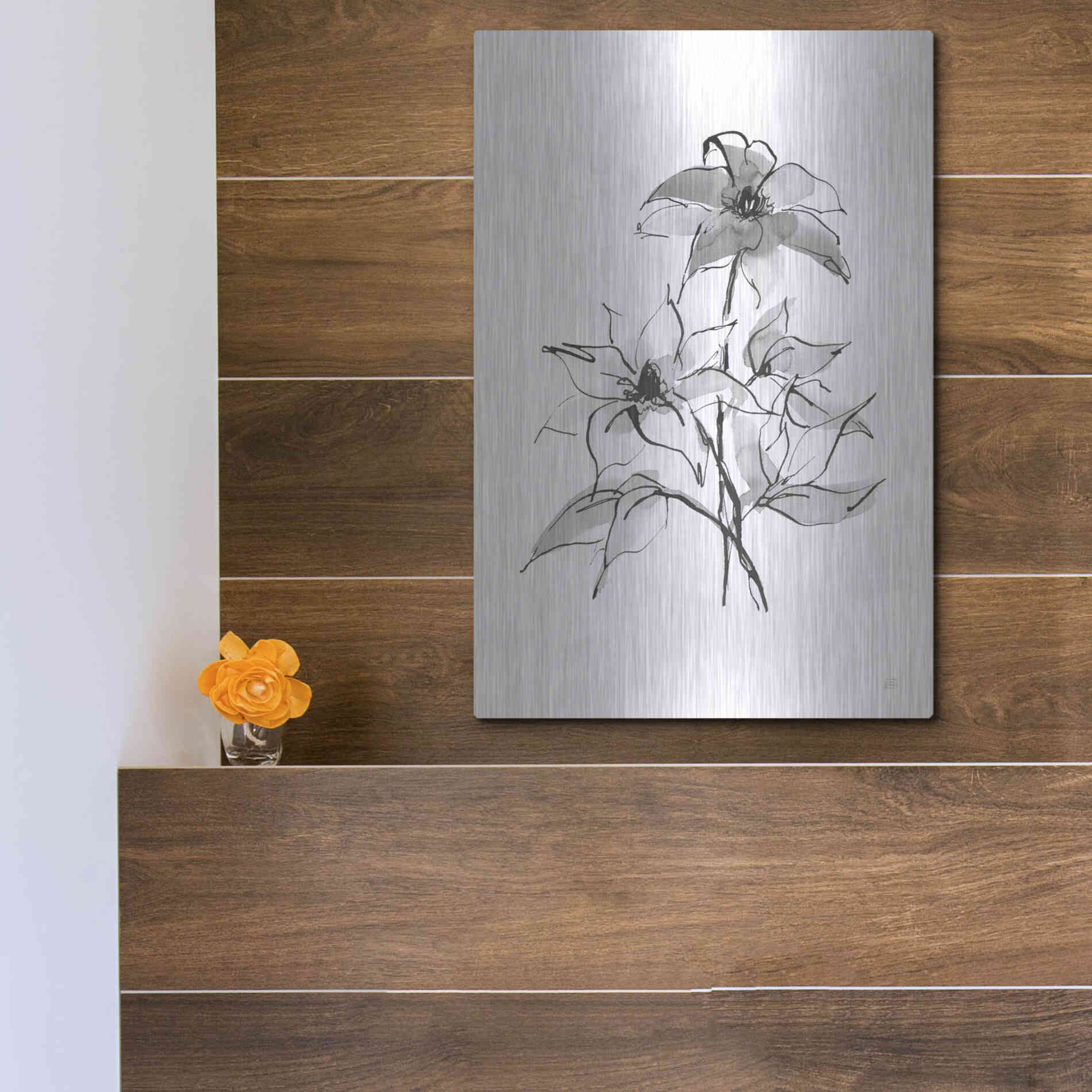 Luxe Metal Art 'Wash Clematis' by Chris Paschke, Metal Wall Art,12x16