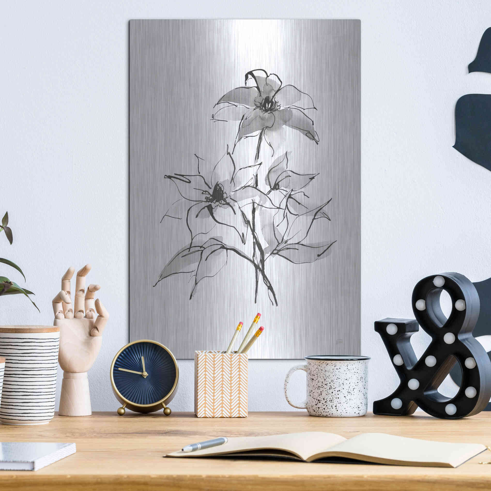Luxe Metal Art 'Wash Clematis' by Chris Paschke, Metal Wall Art,12x16