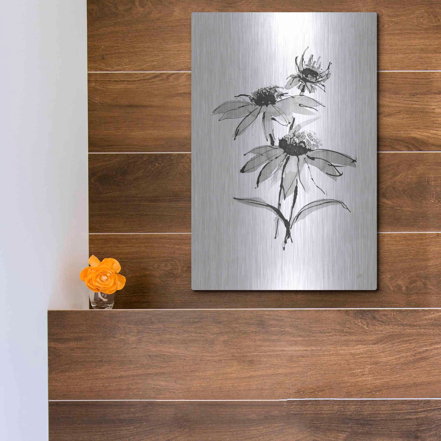 Luxe Metal Art 'Wash Echinacea II' by Chris Paschke, Metal Wall Art,12x16
