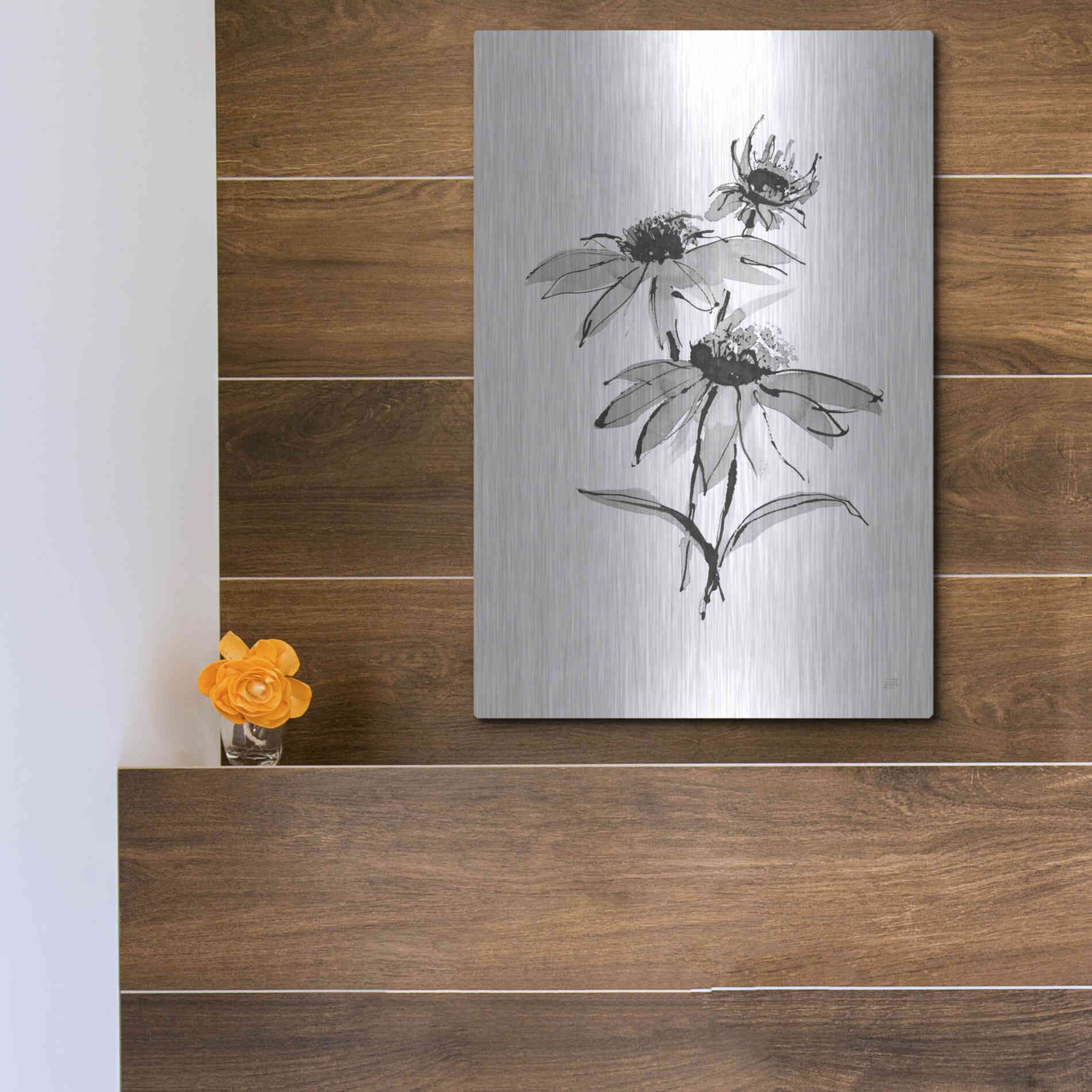 Luxe Metal Art 'Wash Echinacea II' by Chris Paschke, Metal Wall Art,12x16
