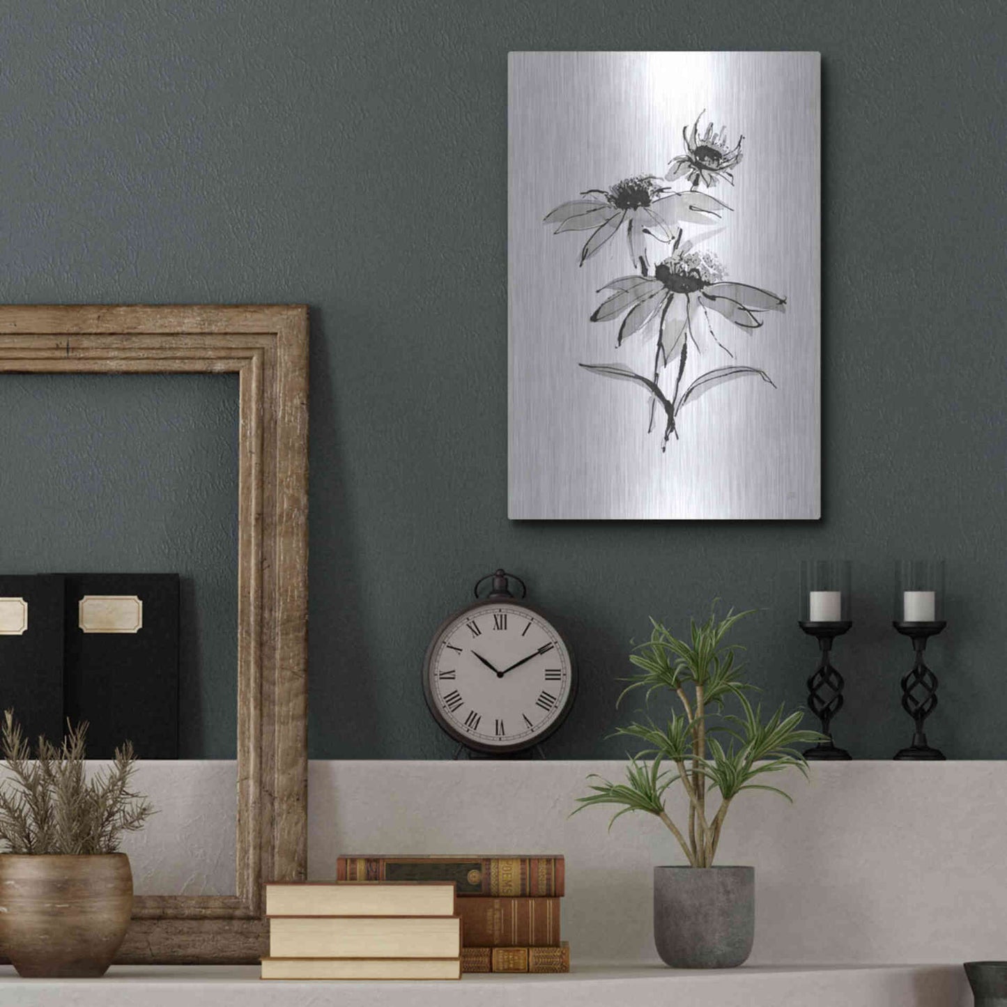 Luxe Metal Art 'Wash Echinacea II' by Chris Paschke, Metal Wall Art,12x16