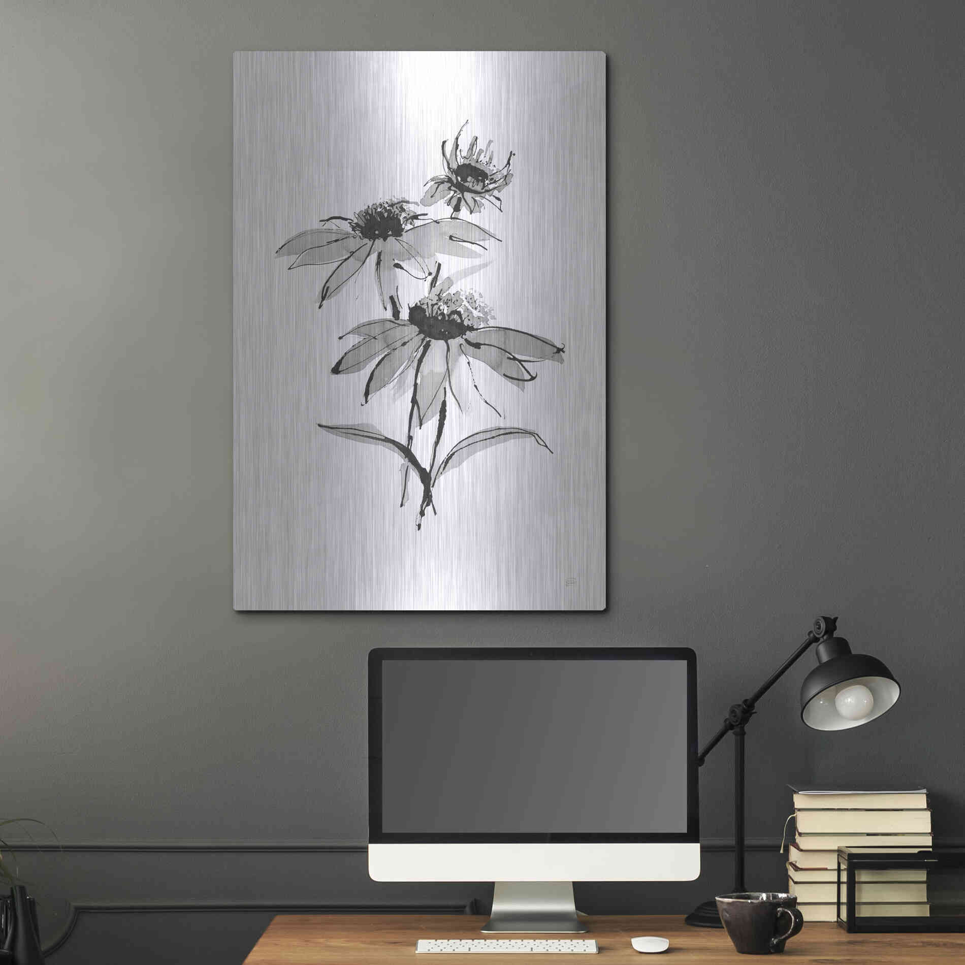 Luxe Metal Art 'Wash Echinacea II' by Chris Paschke, Metal Wall Art,24x36
