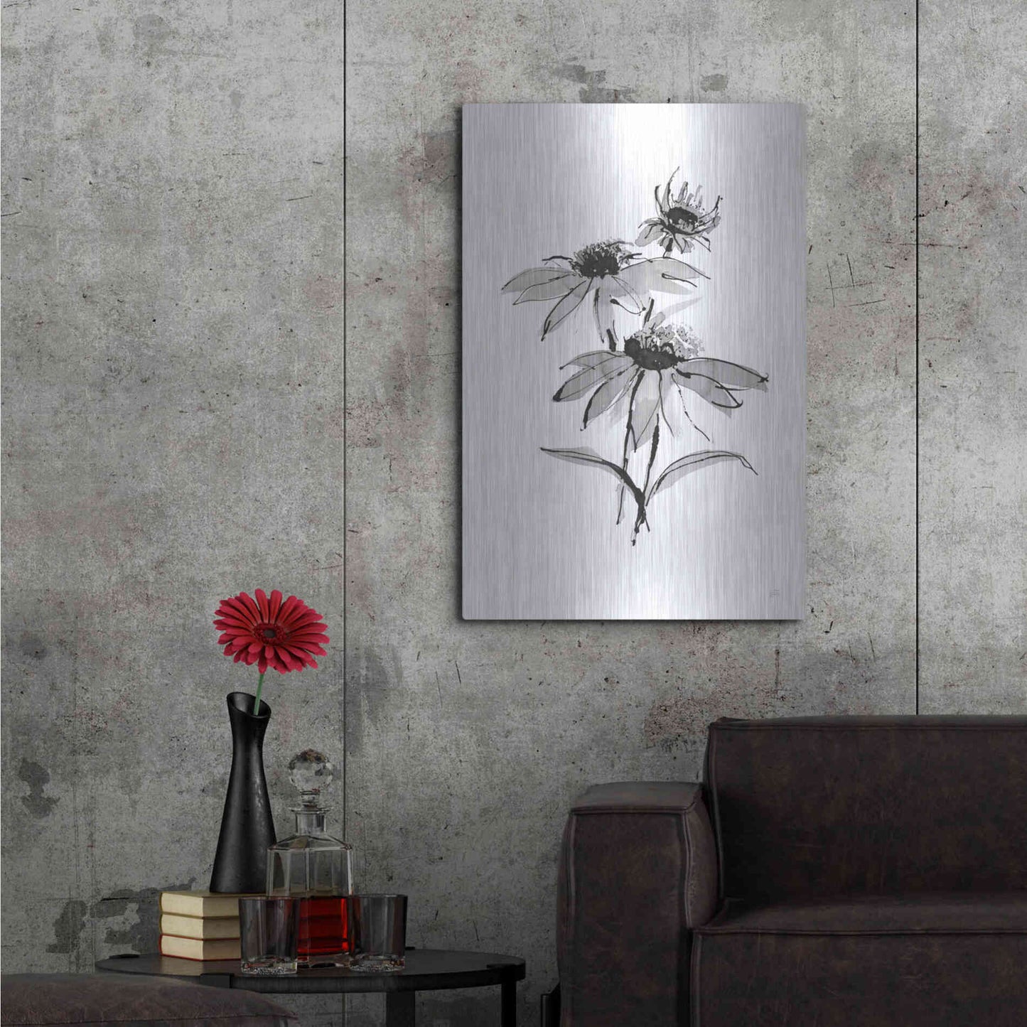 Luxe Metal Art 'Wash Echinacea II' by Chris Paschke, Metal Wall Art,24x36