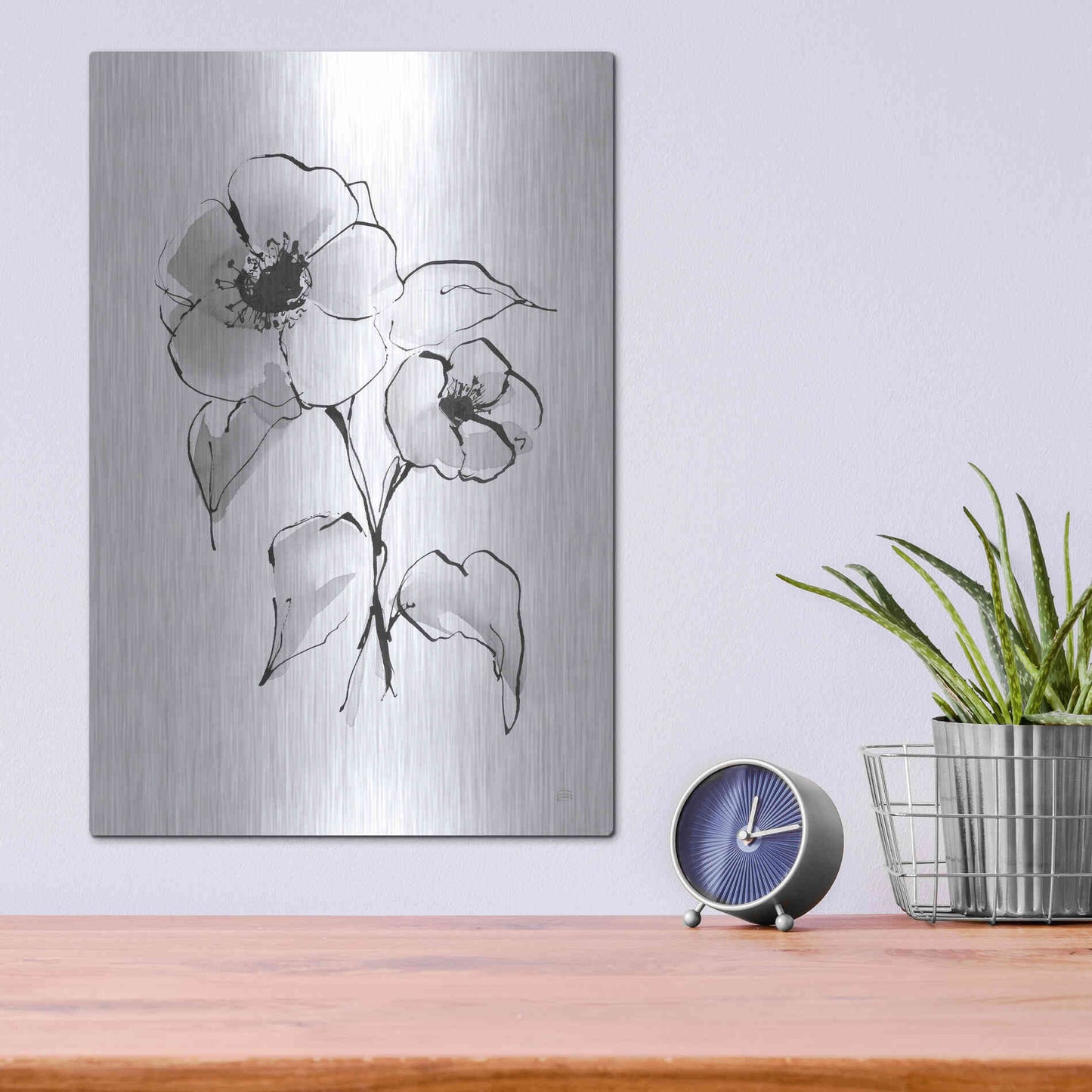 Luxe Metal Art 'Wash Poppy I' by Chris Paschke, Metal Wall Art,12x16