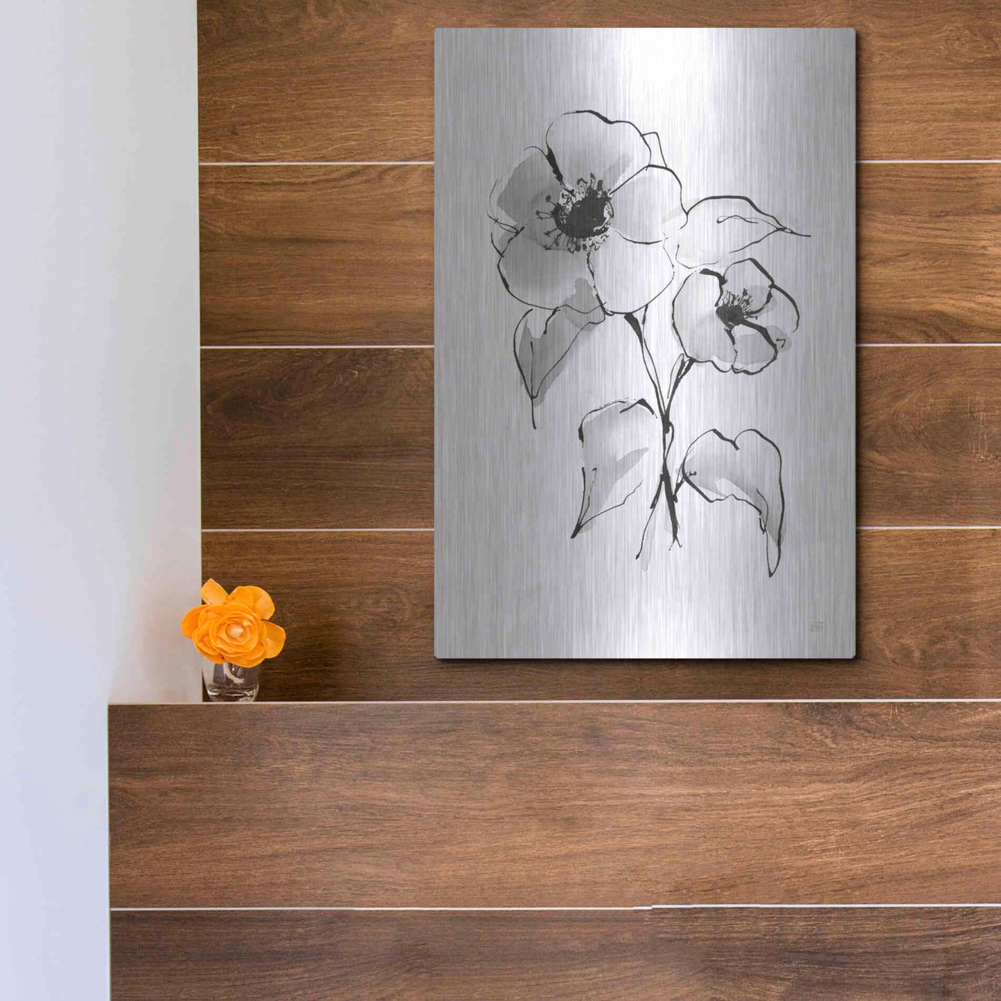 Luxe Metal Art 'Wash Poppy I' by Chris Paschke, Metal Wall Art,12x16