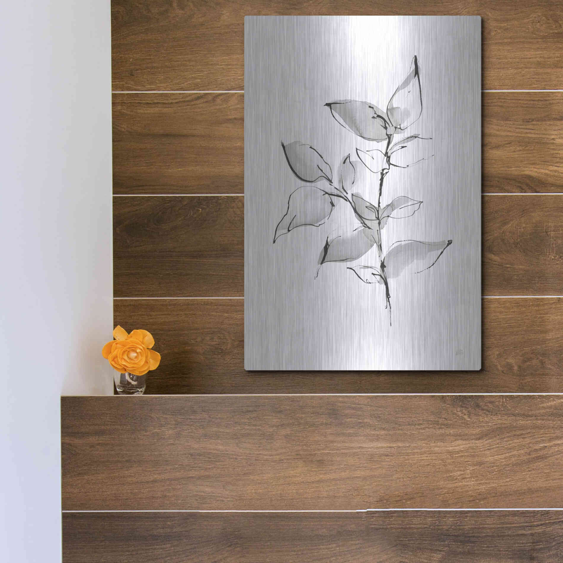 Luxe Metal Art 'Wash Leaf II' by Chris Paschke, Metal Wall Art,12x16