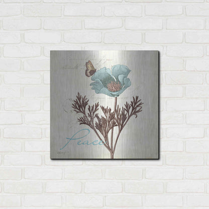 Luxe Metal Art 'Touch of Blue I - Peace' by Katie Pertiet, Metal Wall Art,24x24