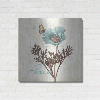 Luxe Metal Art 'Touch of Blue I - Peace' by Katie Pertiet, Metal Wall Art,36x36