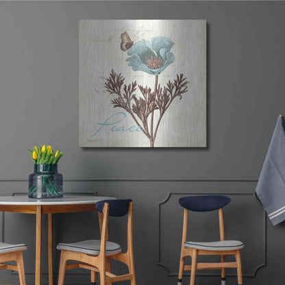 Luxe Metal Art 'Touch of Blue I - Peace' by Katie Pertiet, Metal Wall Art,36x36