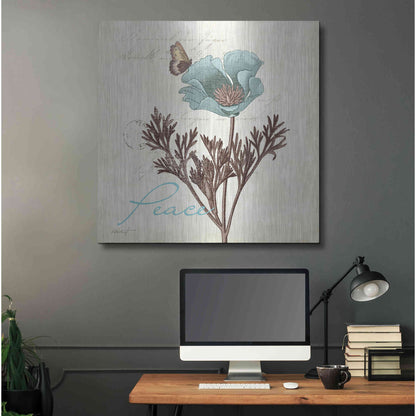 Luxe Metal Art 'Touch of Blue I - Peace' by Katie Pertiet, Metal Wall Art,36x36
