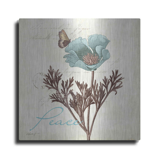 Luxe Metal Art 'Touch of Blue I - Peace' by Katie Pertiet, Metal Wall Art