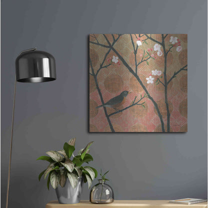 Luxe Metal Art 'Cherry Blossoms II' by Kathrine Lovell, Metal Wall Art,24x24