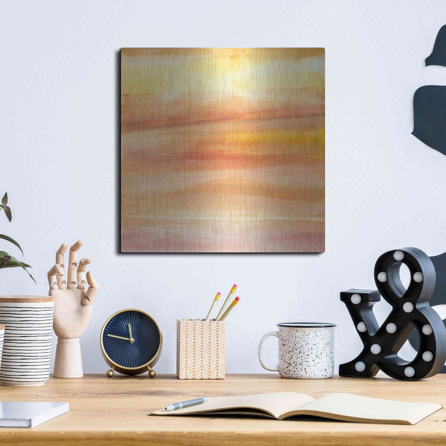 Luxe Metal Art 'Golden Sands I' by Chris Paschke, Metal Wall Art,12x12