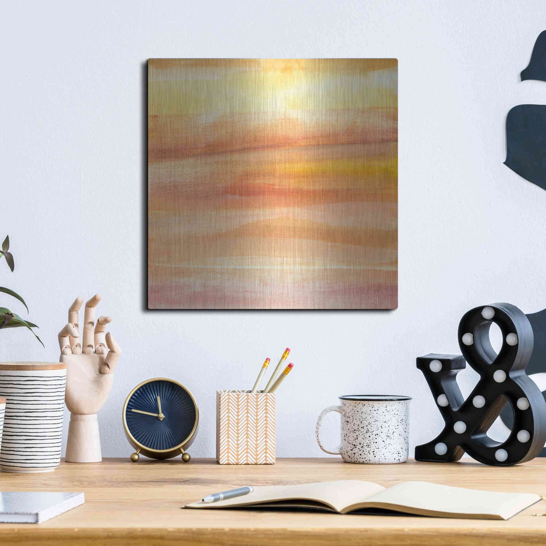 Luxe Metal Art 'Golden Sands I' by Chris Paschke, Metal Wall Art,12x12