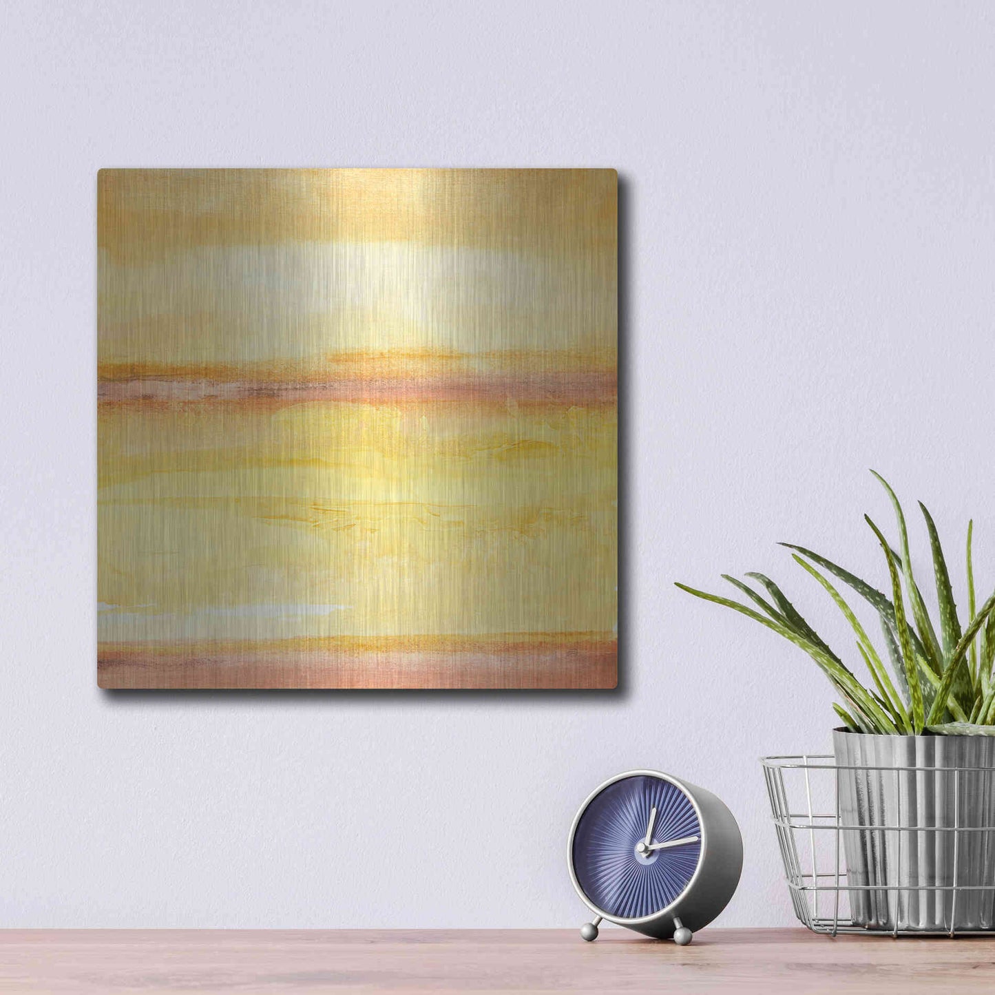 Luxe Metal Art 'Golden Sands III' by Chris Paschke, Metal Wall Art,12x12