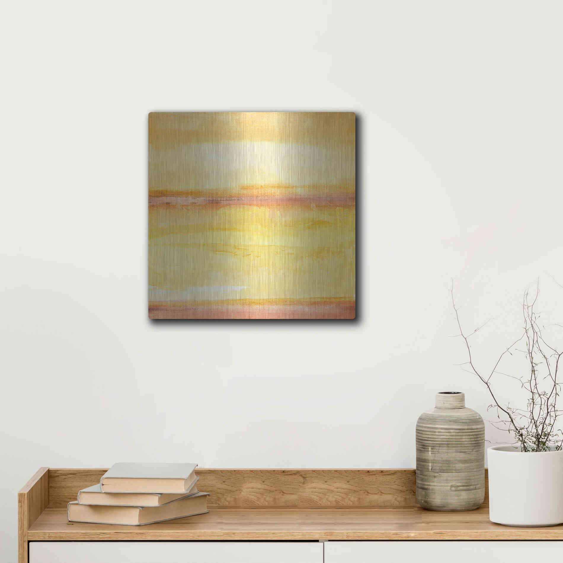 Luxe Metal Art 'Golden Sands III' by Chris Paschke, Metal Wall Art,12x12