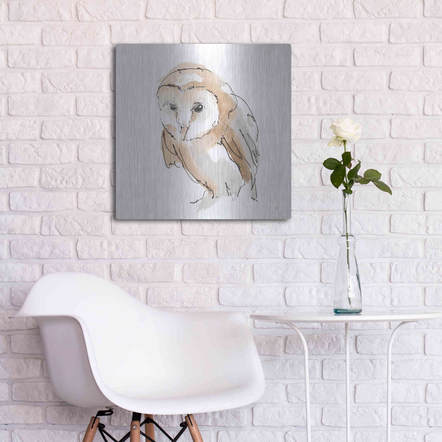 Luxe Metal Art 'Barn Owl I' by Chris Paschke, Metal Wall Art,24x24