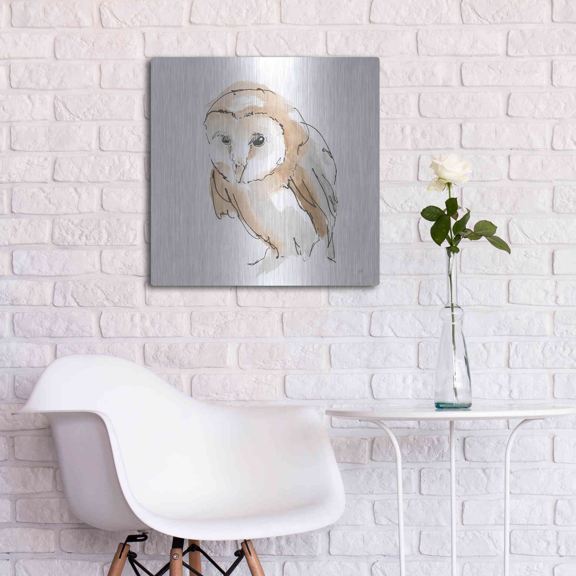 Luxe Metal Art 'Barn Owl I' by Chris Paschke, Metal Wall Art,24x24