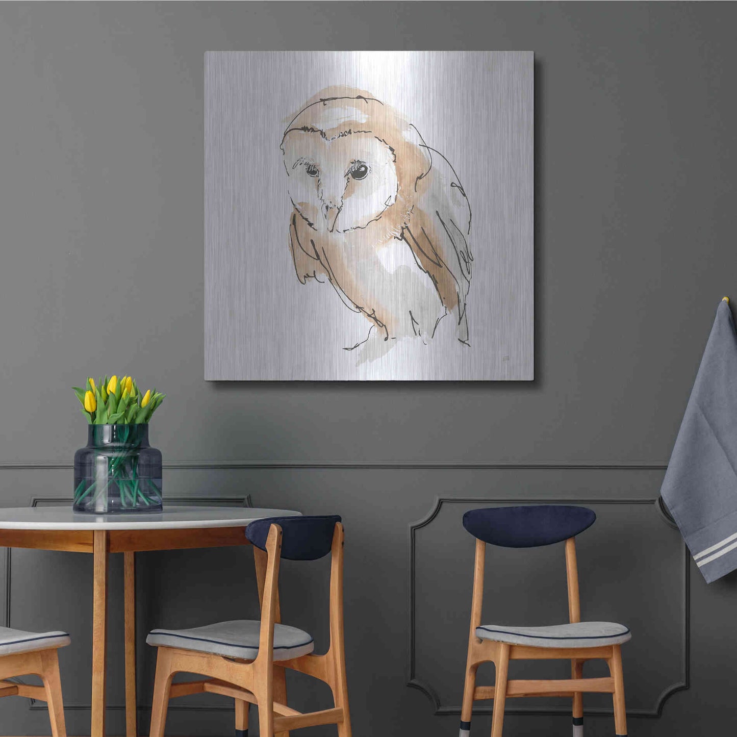Luxe Metal Art 'Barn Owl I' by Chris Paschke, Metal Wall Art,36x36