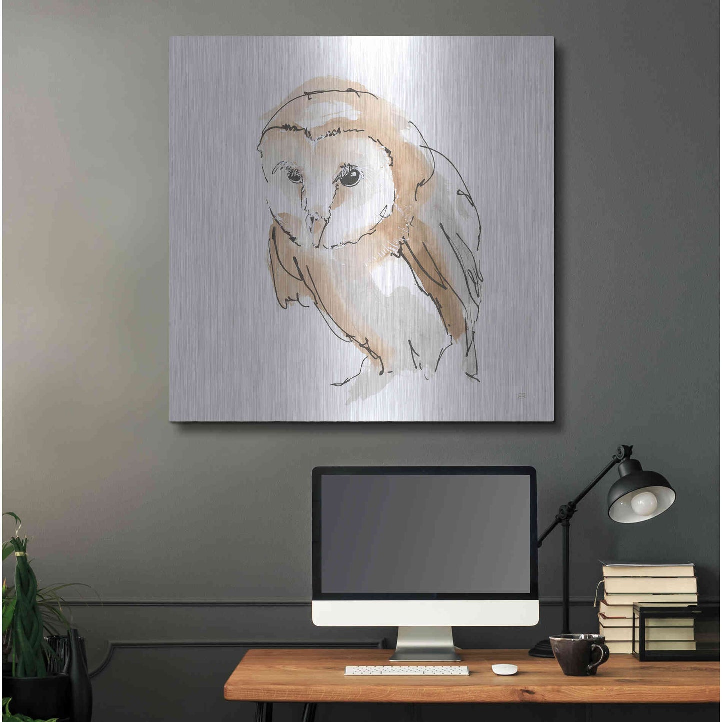 Luxe Metal Art 'Barn Owl I' by Chris Paschke, Metal Wall Art,36x36
