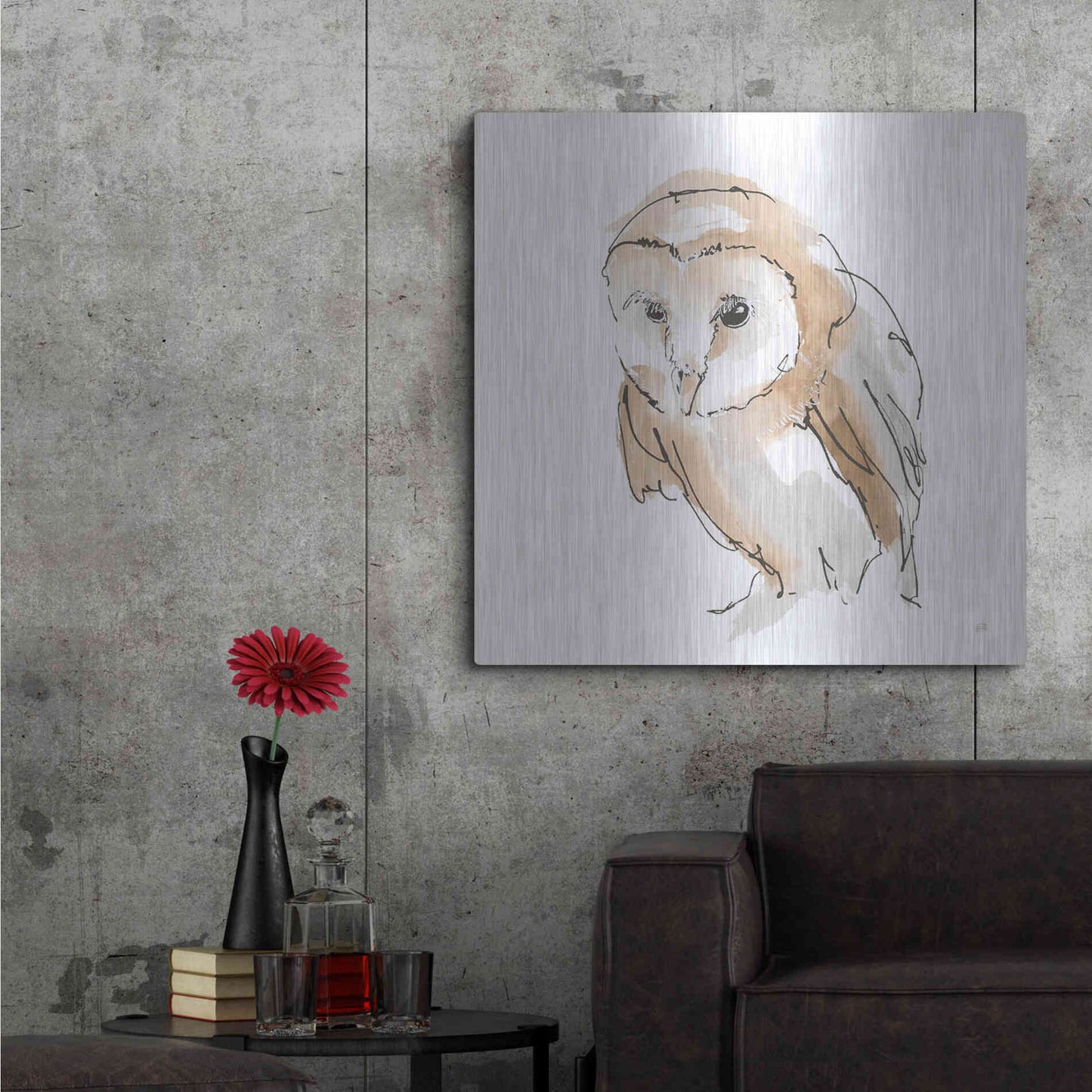 Luxe Metal Art 'Barn Owl I' by Chris Paschke, Metal Wall Art,36x36