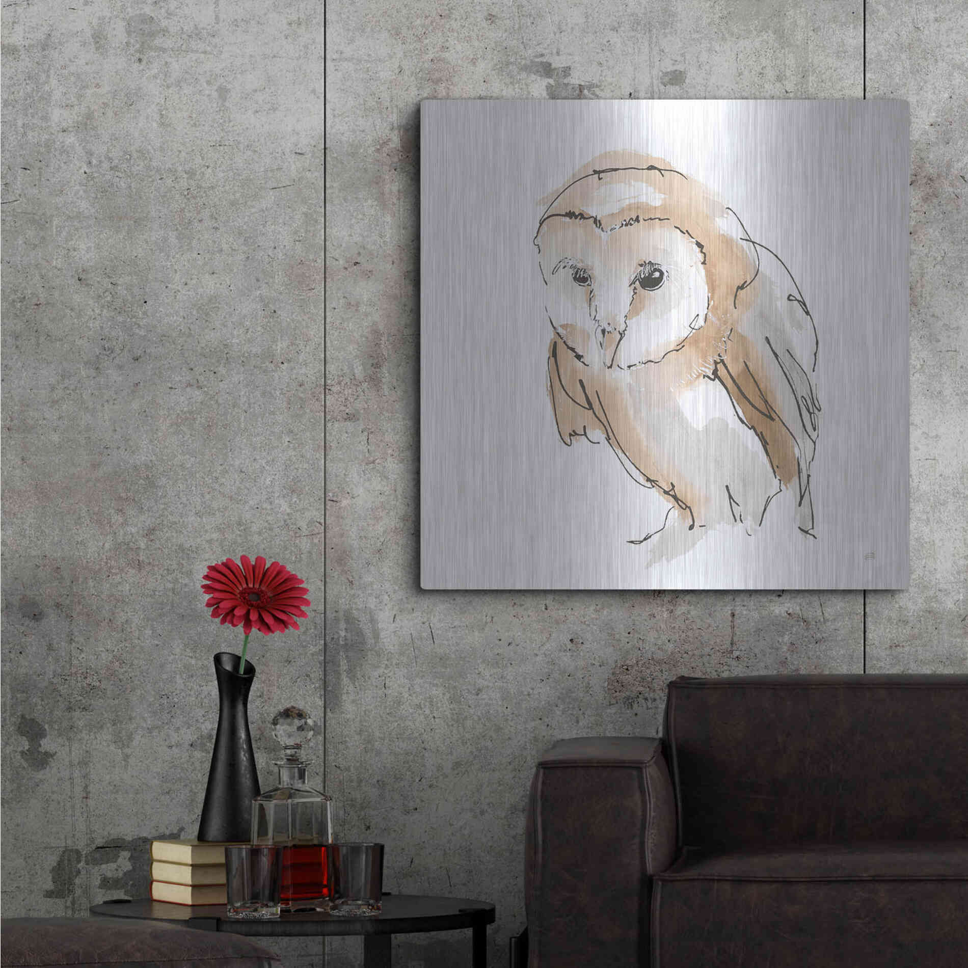 Luxe Metal Art 'Barn Owl I' by Chris Paschke, Metal Wall Art,36x36