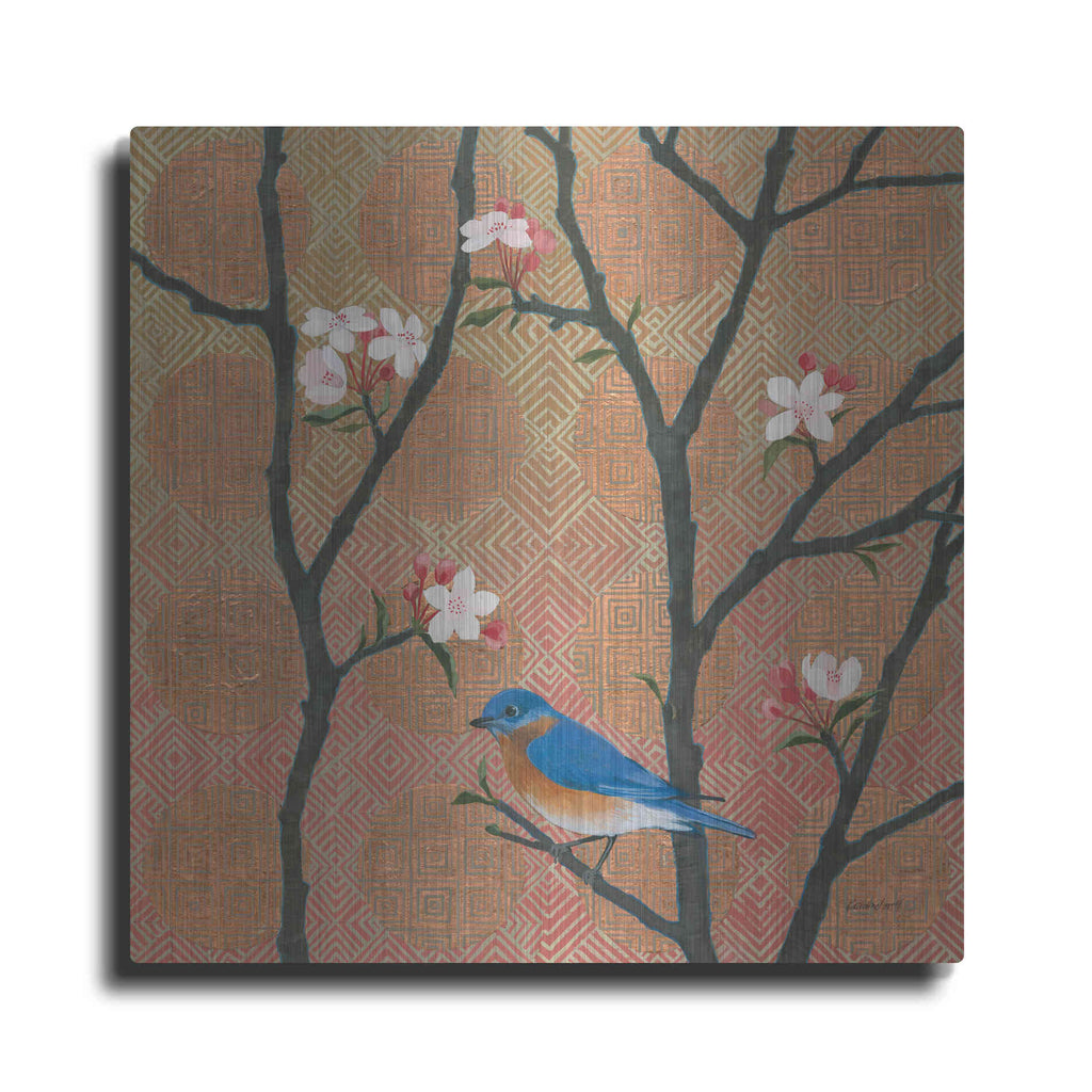 Luxe Metal Art 'Cherry Blossoms I' by Kathrine Lovell, Metal Wall Art