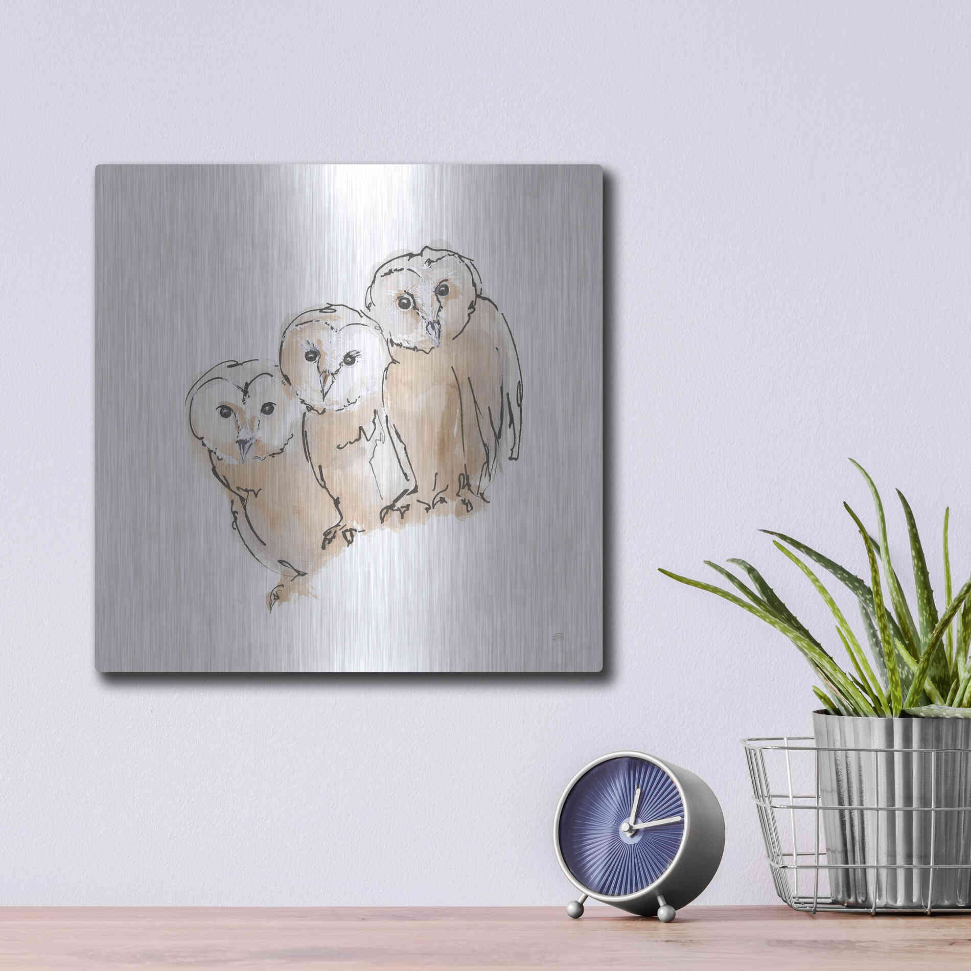 Luxe Metal Art 'Barn Owl III' by Chris Paschke, Metal Wall Art,12x12