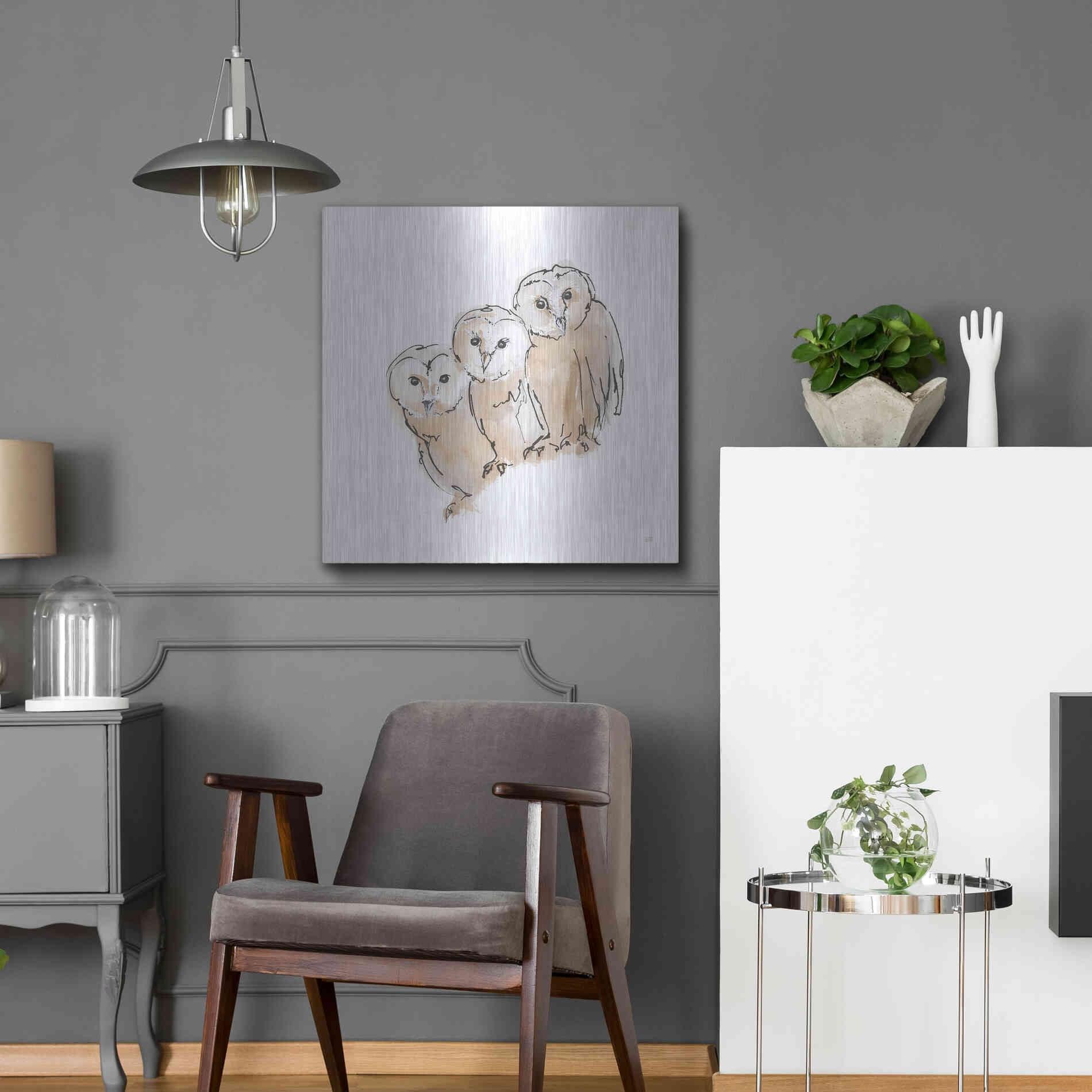 Luxe Metal Art 'Barn Owl III' by Chris Paschke, Metal Wall Art,24x24