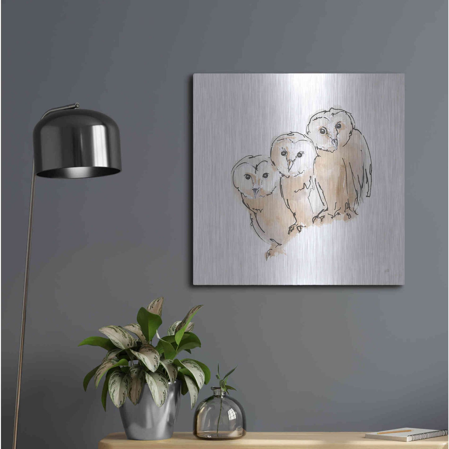 Luxe Metal Art 'Barn Owl III' by Chris Paschke, Metal Wall Art,24x24