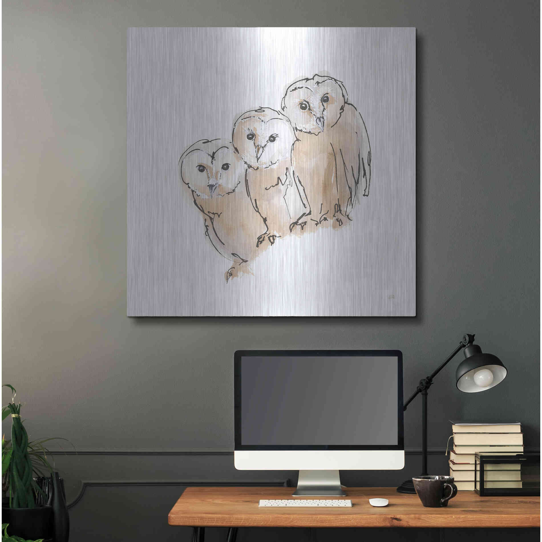 Luxe Metal Art 'Barn Owl III' by Chris Paschke, Metal Wall Art,36x36