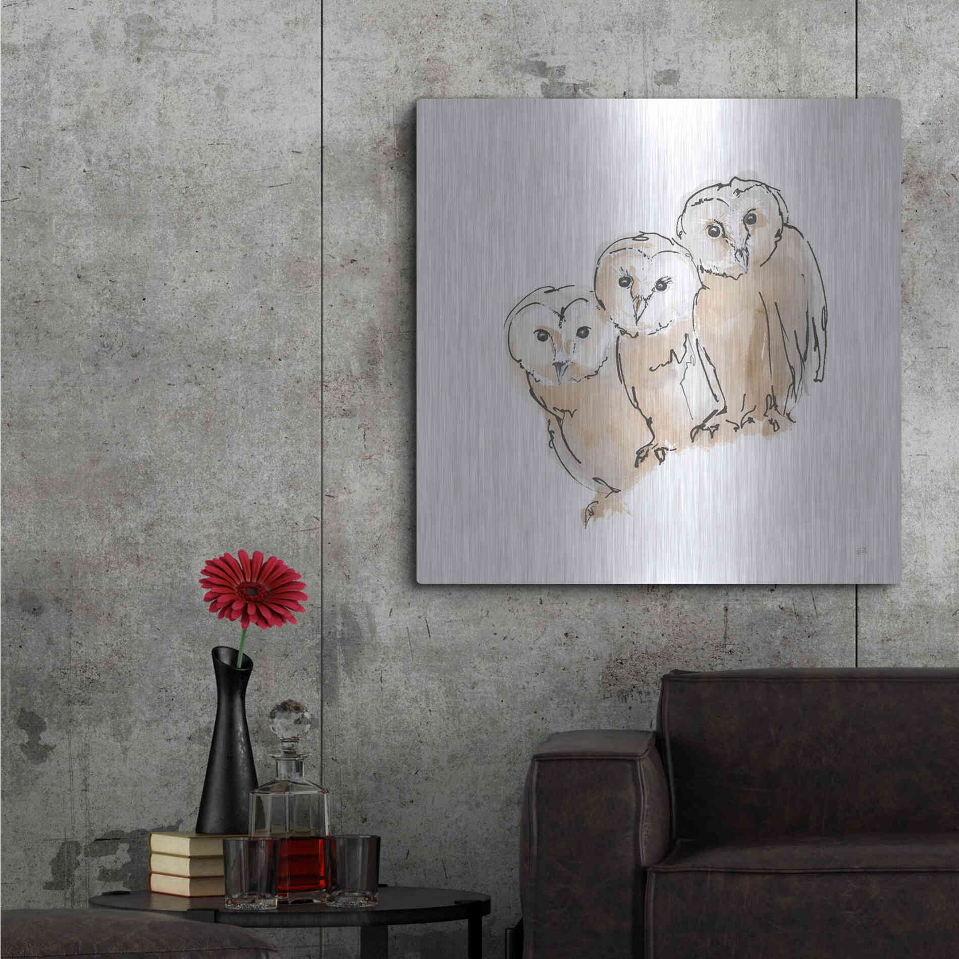 Luxe Metal Art 'Barn Owl III' by Chris Paschke, Metal Wall Art,36x36