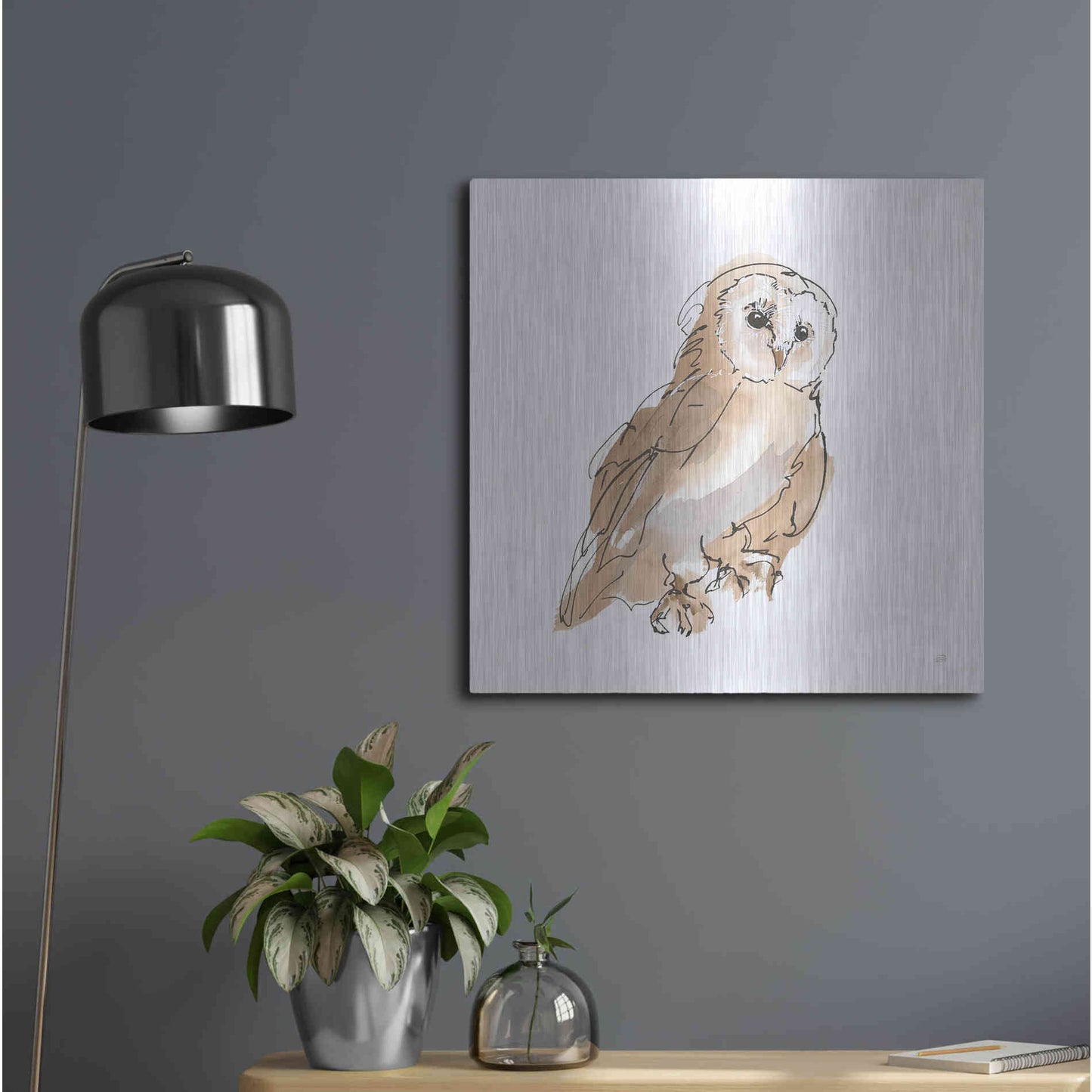 Luxe Metal Art 'Barn Owl IV' by Chris Paschke, Metal Wall Art,24x24