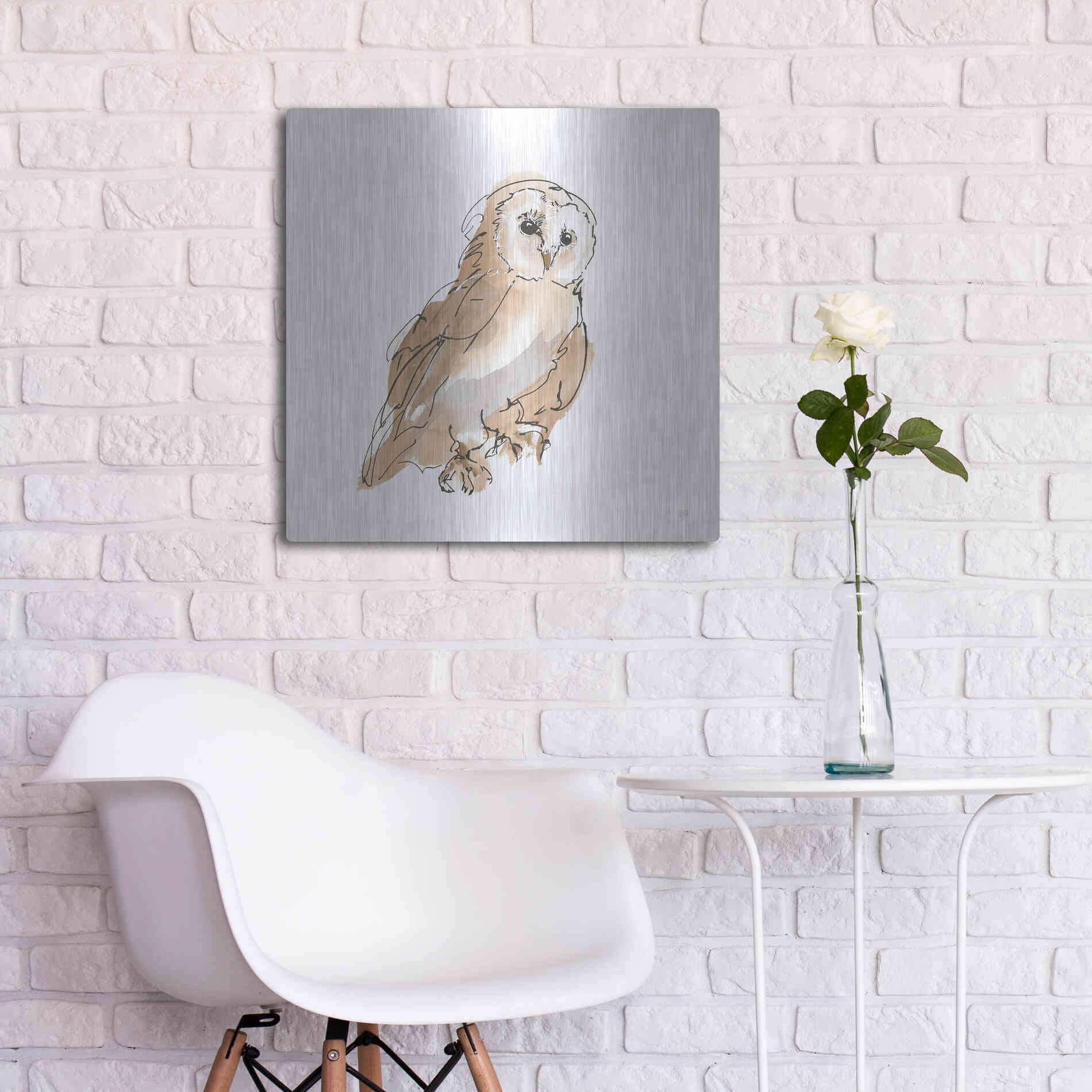 Luxe Metal Art 'Barn Owl IV' by Chris Paschke, Metal Wall Art,24x24