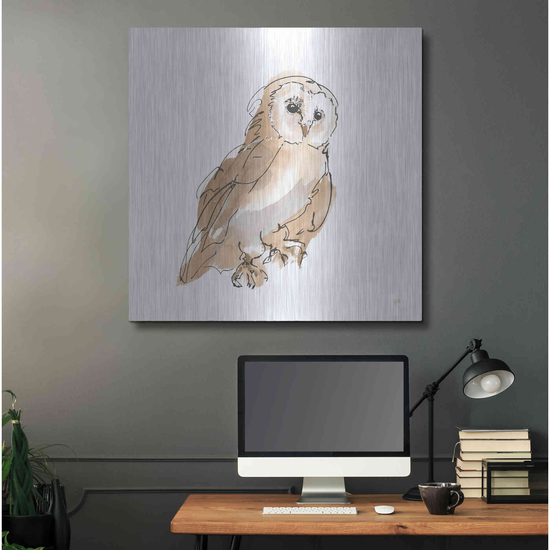 Luxe Metal Art 'Barn Owl IV' by Chris Paschke, Metal Wall Art,36x36