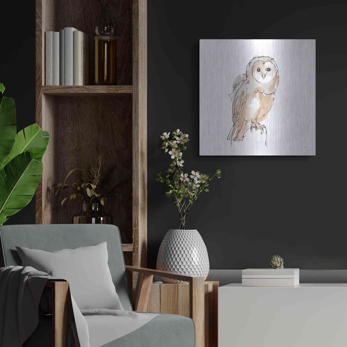 Luxe Metal Art 'Barn Owl VIII' by Chris Paschke, Metal Wall Art,24x24