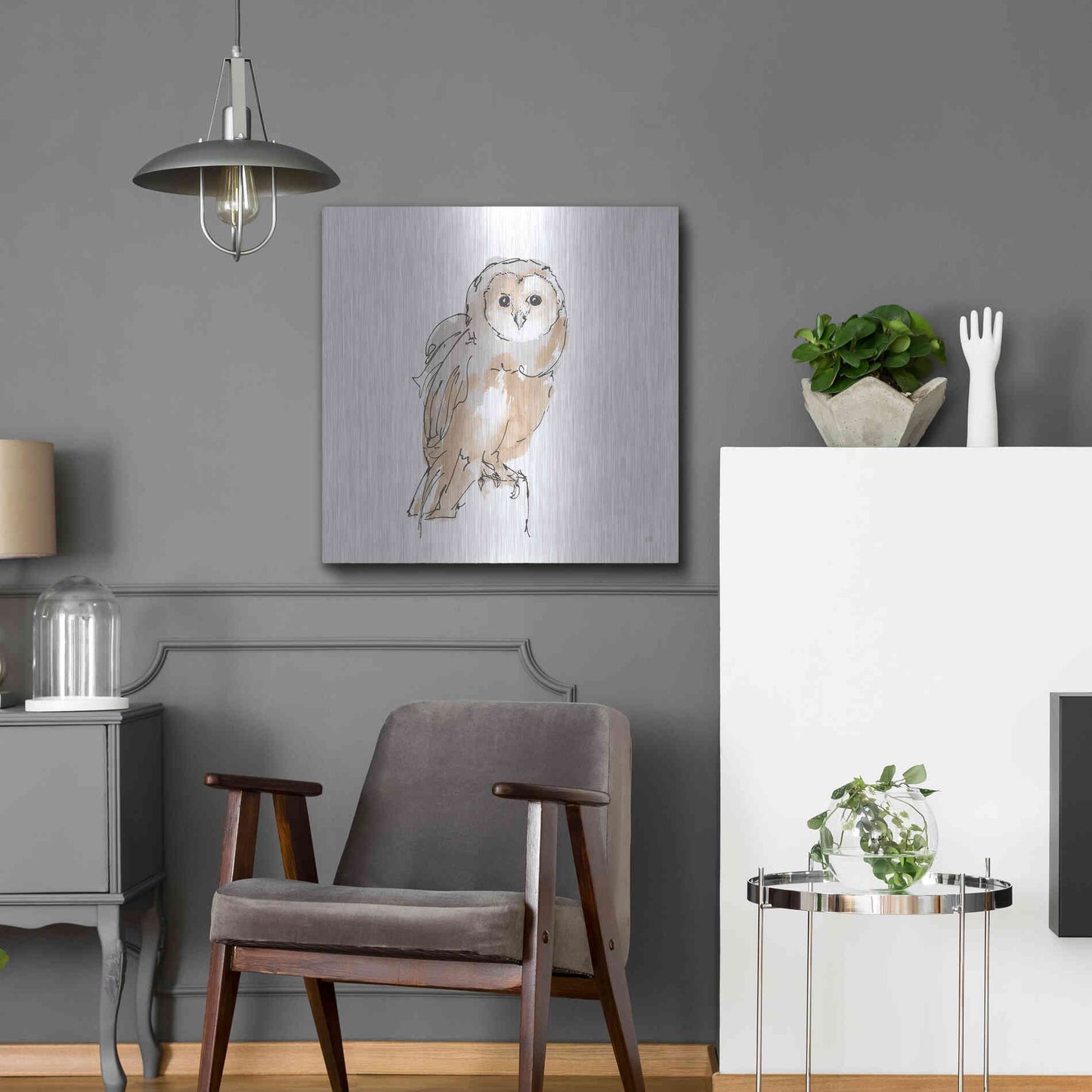 Luxe Metal Art 'Barn Owl VIII' by Chris Paschke, Metal Wall Art,24x24