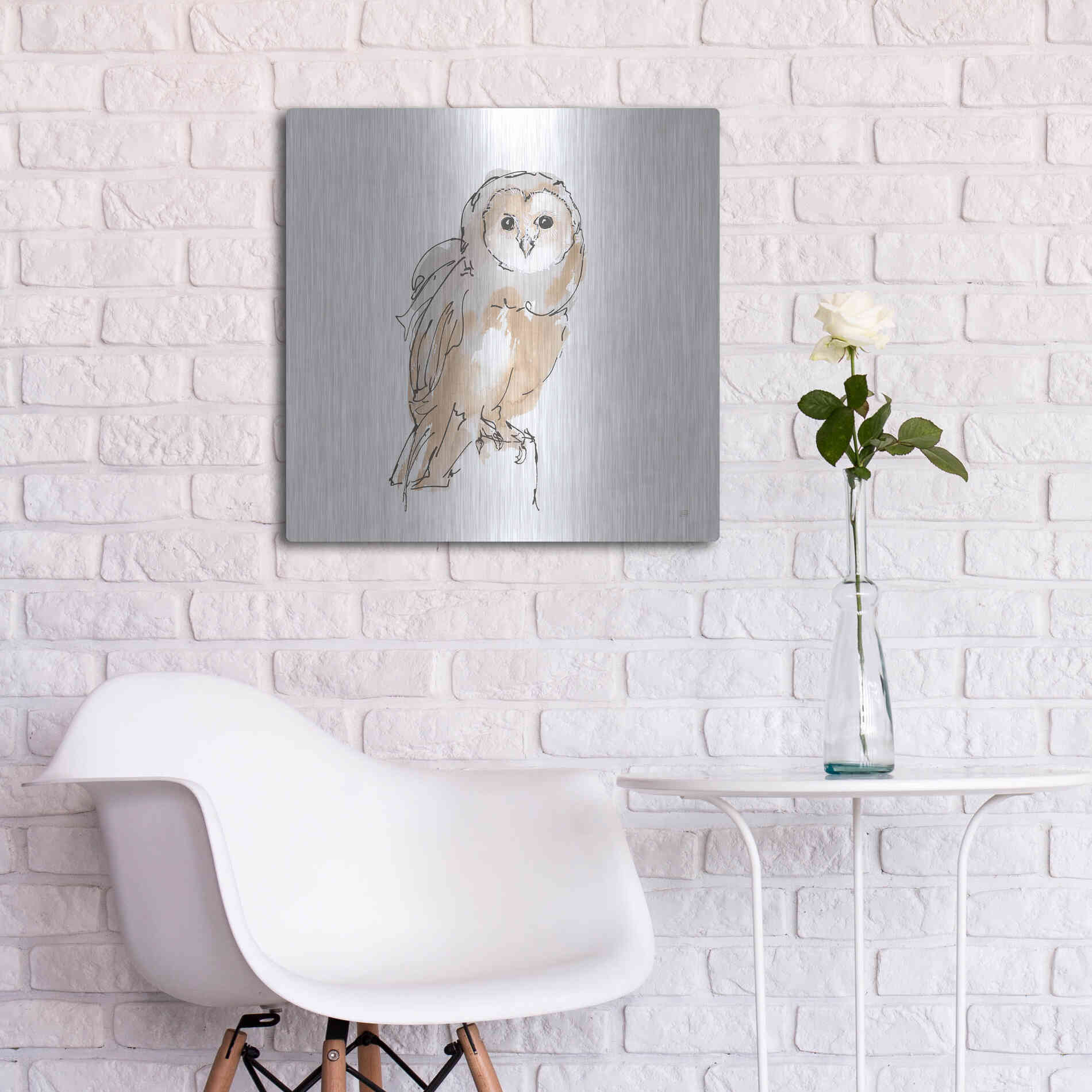 Luxe Metal Art 'Barn Owl VIII' by Chris Paschke, Metal Wall Art,24x24