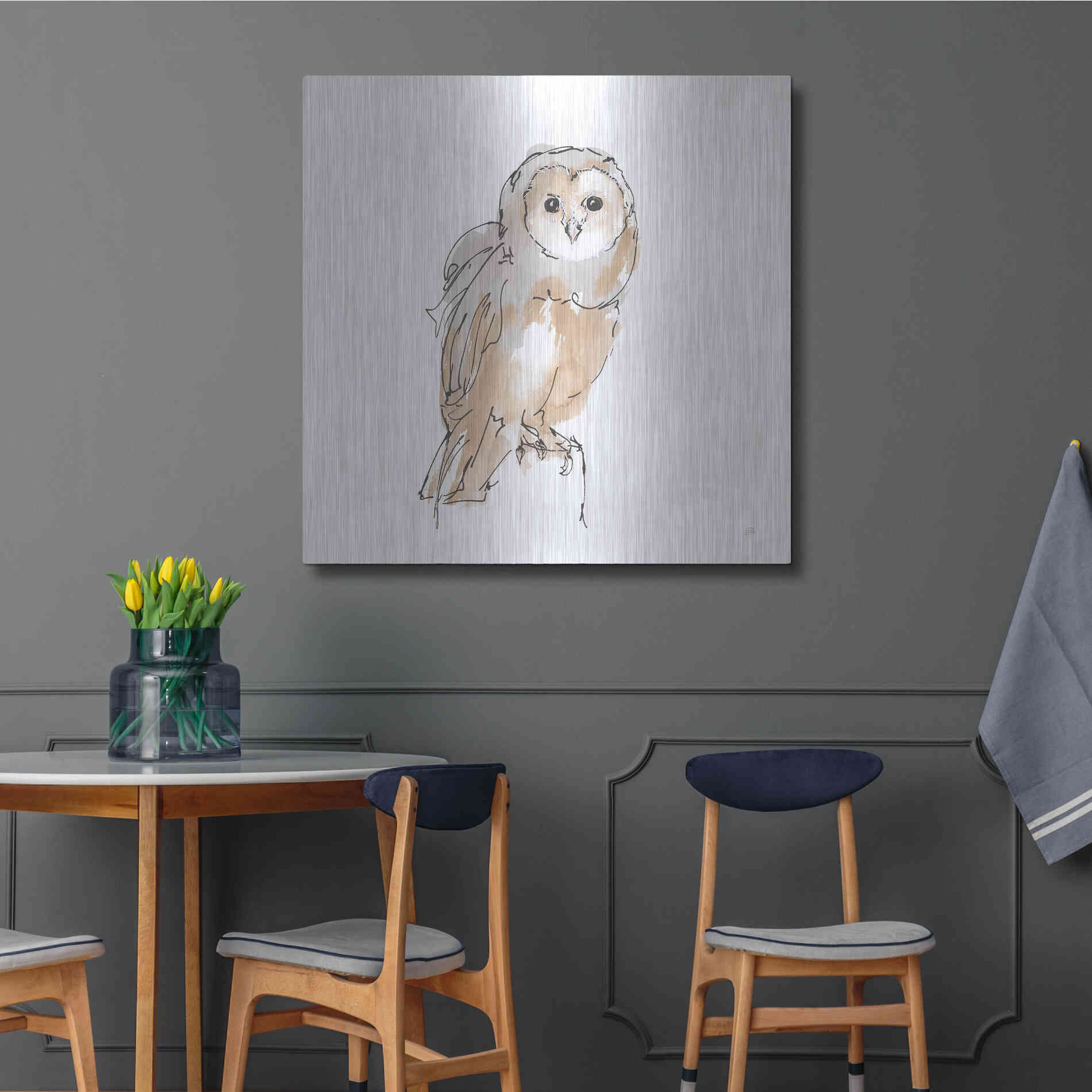 Luxe Metal Art 'Barn Owl VIII' by Chris Paschke, Metal Wall Art,36x36